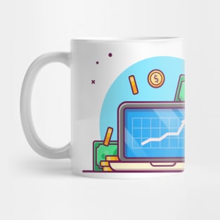 Laptop with coin and paper money cartoon Mug